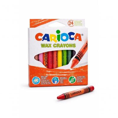 Lápis de Cera Multicoloridos Laváveis Kit 24 Unidades para Crianças e Atividades Escolares
