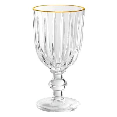 Taça para Água Melina Premium Vidro Borda Dourada 260ML Transparente Hauskraft