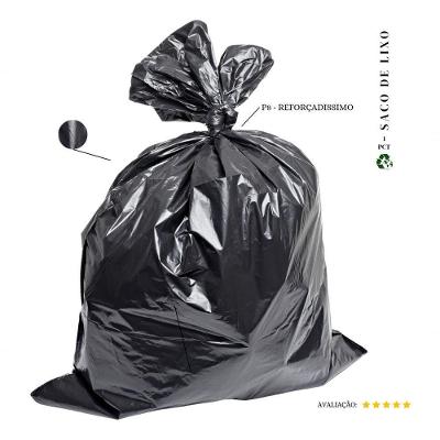 Saco de Lixo P8 100L Plástico Reforçado Preto Higipack com 100 Unidades