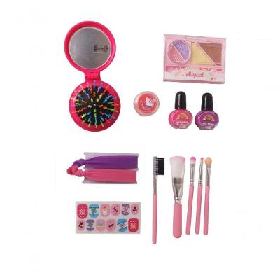 Kit de Maquiagem Infantil e Cabelo com Pincéis e Acessórios para Brincar de Salão Aprovado Anvisa