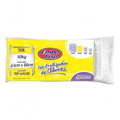 Saco de Lixo Neutralizador de Odores Lavanda 50L 30 Unidades Embalixo