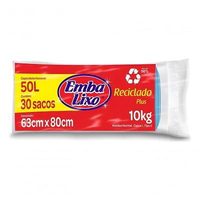 Saco para Lixo Azul Reciclado 50L Rolo com 30 Unidades Embalixo