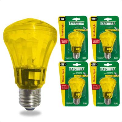 Kit 5 Lâmpadas Strobe Flash Light 1W E27 110V Amarelo Taschibra