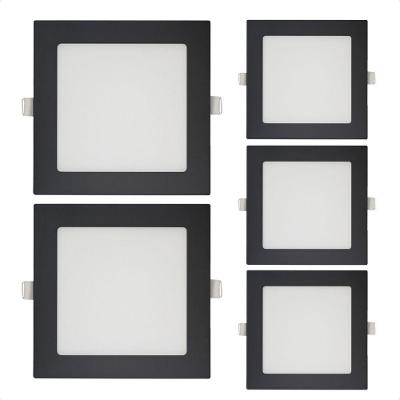 Kit 5 Painéis de LED Quadrado Embutir 18W 4100K Neutro Bivolt Preto Blumenau Iluminação