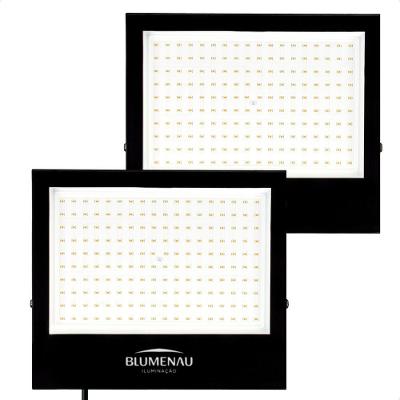 Kit 2 Refletor de LED Slim 100W IP65 4100K Neutro Suave Preto Bivolt Blumenau Iluminação