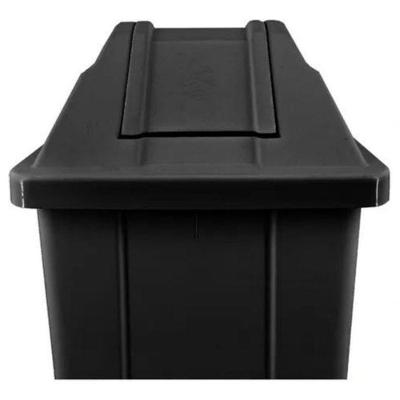 Lixeira Quadrada 100L com Tampa Vai Vem Polipropileno Abertura Basculante Preto Higipack