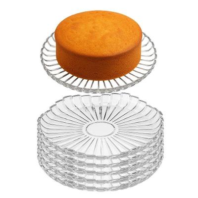 Kit 6 Prato para Bolo Pequeno Milan de Vidro Transparente para Tortas e Doces em Casa Tem