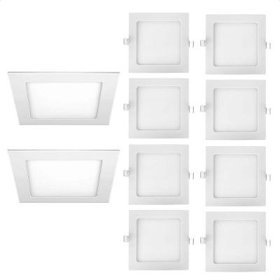 Kit 10 Painéis de LED Quadrado Embutir 18W 6500K Branco Frio Bivolt Blumenau Iluminação
