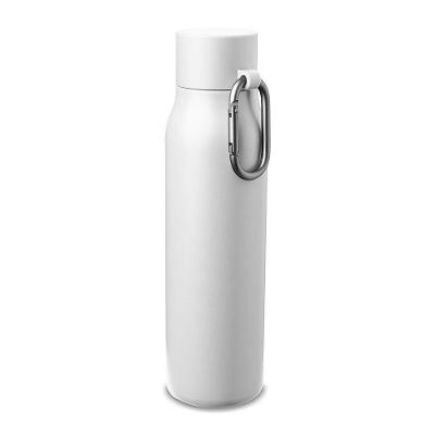 Garrafa Térmica Inox Parede Dupla 550ML com Mosquetão para Bebidas Branca Desembrulha
