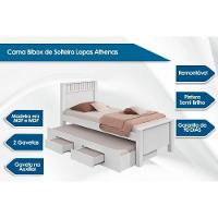 Cama Solteiro Athenas 2 Gavetas c/Auxiliar Branco - Lopas - 2
