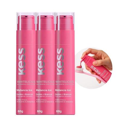 Kit 3 Gel Dental Kess Whitedelicious Melância Ice Transparente 3 Unidades 60g