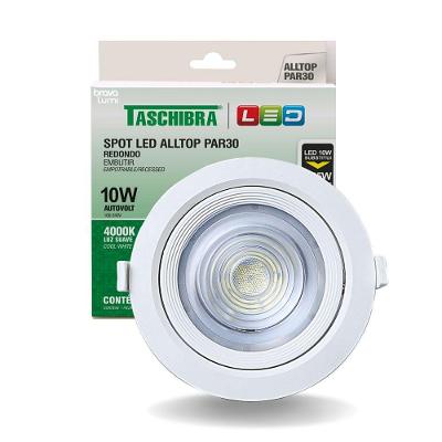 Kit 10 Spot de Led Embutir Alltop Par30 10W 4000K Neutro Suave Bivolt Branco Taschibra