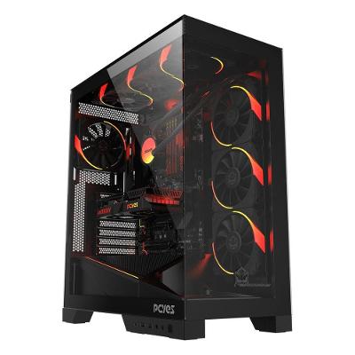 Gabinete Gamer Forcefield Flow Black Vulcan GFFFBV Vidro Temperado Preto Pcyes