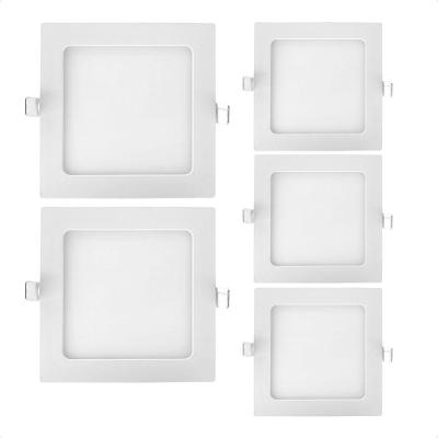 Kit 5 Painéis de Led Quadrado Embutir 12W Bivolt 4100K Neutro Suave Blumenau Iluminação