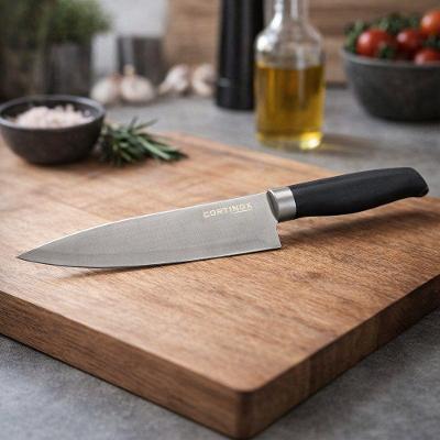 Faca Corte Elegance Cortinox 33cm em Aço Inox e Plástico Preto Thika Importadora