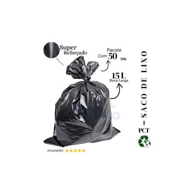 Saco de Lixo 15L Super Reforçado Plástico Preto com 20 Unidades Higipack