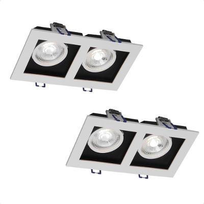 Kit 2 Spot Led Quadrado Recuado Duplo Embutir 10W 6500K Branco Frio Bivolt Taschibra