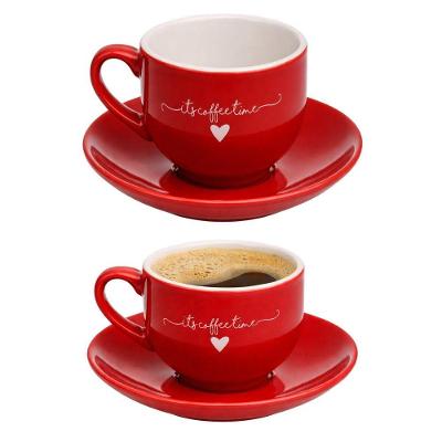 Jogo de Xícaras de Café Coração Lamour Haüskraft 2 Peças 90ml em Porcelana Vermelho Hauskraft
