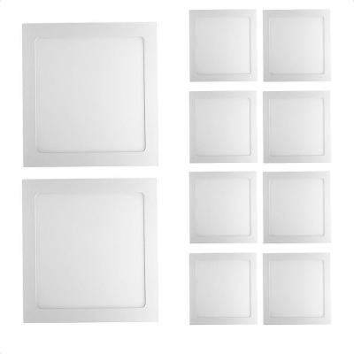 Kit 10 Painel de LED Quadrado Sobrepor 12W 3000K Amarelo Quente Bivolt Blumenau Iluminação
