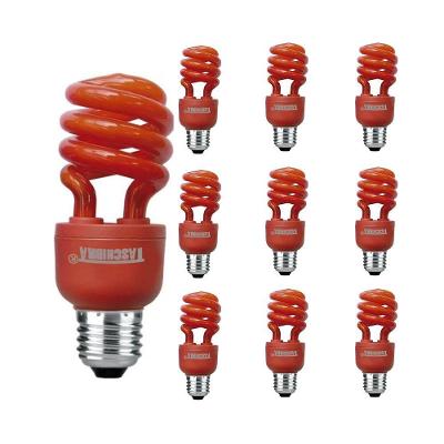 Kit 10 Lâmpadas Eletrônicas Espiral 26W E27 110V Vermelha Taschibra