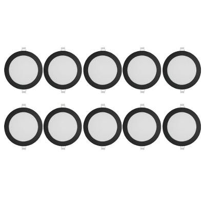 Kit 10 Painéis de LED Redondo 12W Embutir 3000K Amarelo Quente Preto Blumenau Iluminação
