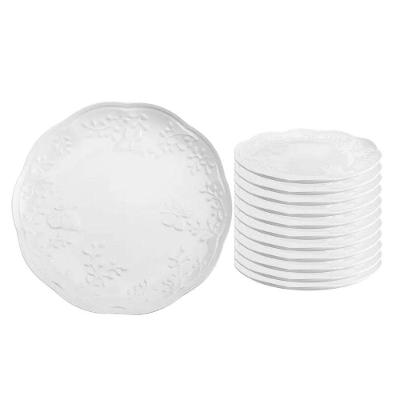 Jogo de Pratos Rasos Butterfly 12 Peças Porcelana para Refeições Branco Lyor