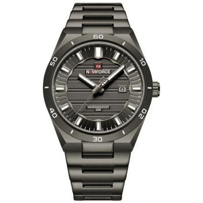 Relógio Masculino Quartzo Analógico à Prova D'água em Aço Inoxidável Preto Naviforce