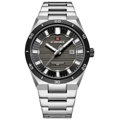 Relógio Masculino de Pulso Quartzo à Prova D'água Aço Inoxidável Preto Prata Naviforce