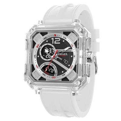 Relógio Masculino com Design Inovador Dial Quadrado Branco com Display Duplo Smael