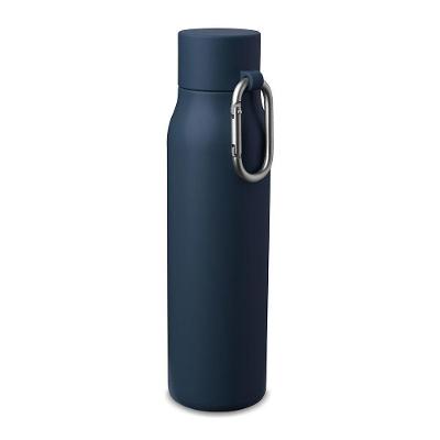 Garrafa Térmica 550ML Inox Reciclado Parede Dupla com Mosquetão Azul Asia Import