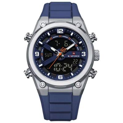 Relógio Masculino Esportivo Duplo Display Analógico Digital Pulseira Silicone Impermeável Azul