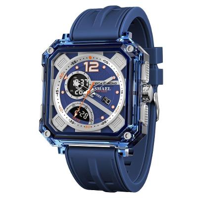 Relógio Masculino com Dial Quadrado Azul com Calendário e Movimento Eletrônico Smael