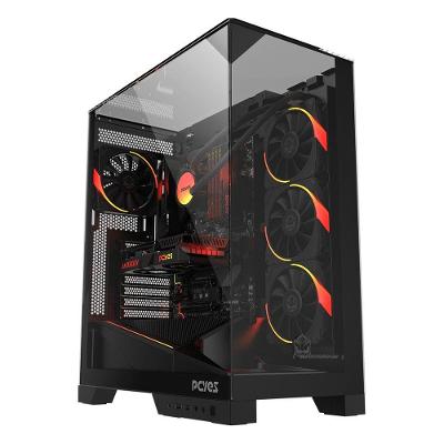 Gabinete Gamer Forcefield Dome Black Vulcan GFFDBV Mid Tower ATX Vidro Temperado Preto Pcyes