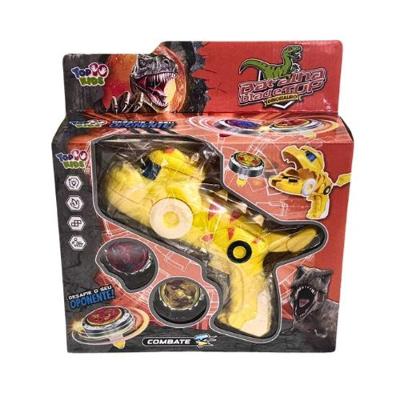 Conjunto Beyblade Infantil 2 Peças com Lançador Dinossauro para Crianças a Partir de 3 Anos Utibom