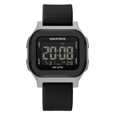 Relógio Digital Masculino Esportivo Led Luminosa Pulseira Silicone Preto Naviforce