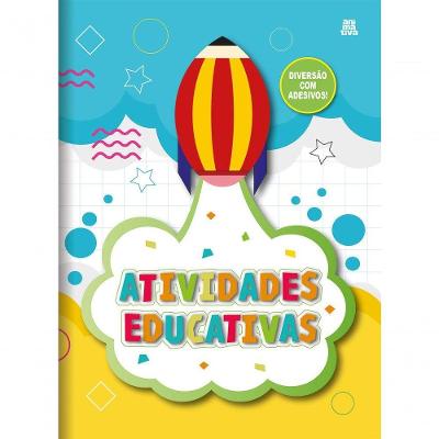 Caderno de Atividades Educativas 16 Folhas com Jogos de Lógica para Colorir e Adesivos Infantis