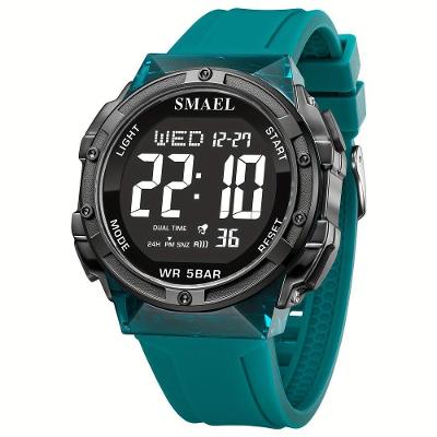 Relógio Digital Esportivo Masculino Moderno e Estiloso com Alarme LED Azul Claro Smael