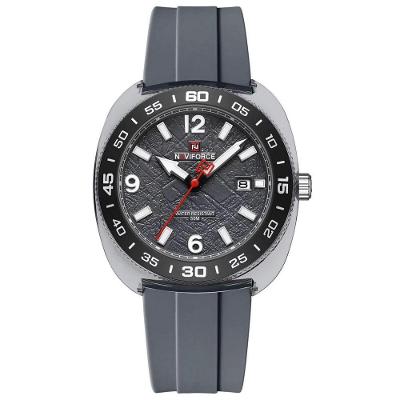 Relógio de Pulso Masculino Analógico Mostrador Luminoso Pulseira Silicone Cinza Naviforce