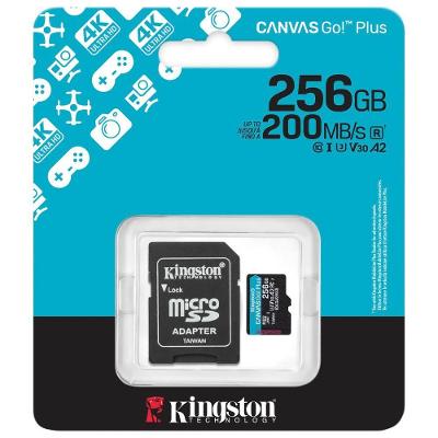 Cartão de Memória Micro Sd Canvas Go Plus U3 C10 V30 A2 256GB Kingston