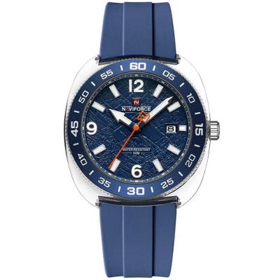 Relógio de Pulso Masculino Analógico Mostrador Luminoso Pulseira Silicone Azul Naviforce