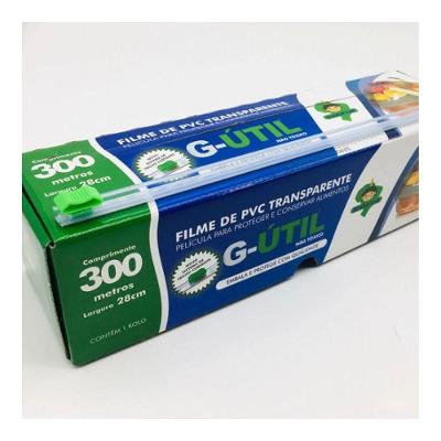 Filme de Pvc com Trilho Cortante 28cm X 300m para Cozinha Transparente Guarufilme