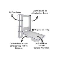 Cama Multifuncional Juvenil Solteiro Articulada Dobrável CM8013 Branco - Tecno Mobili - 5