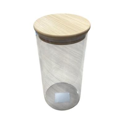 Pote de Vidro Borossilicato 1300ML com Tampa de Bambu para Cozinha Transparente Thika Importadora