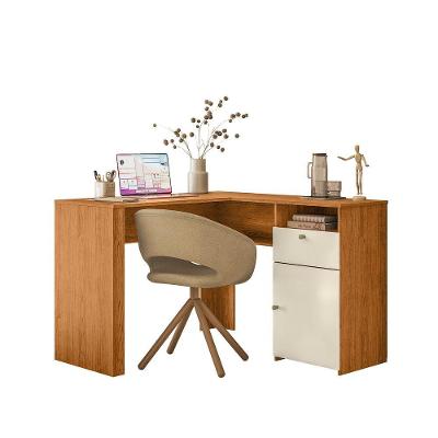 Escrivaninha em l Camarim Flora 1 Gaveta MDP e MDF 112,5cm Branco Loja Doce Lar