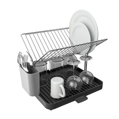 Escorredor de Pratos com Porta-Talheres Metal e Plástico ABS para Cozinha Preto Top Rio Comercial