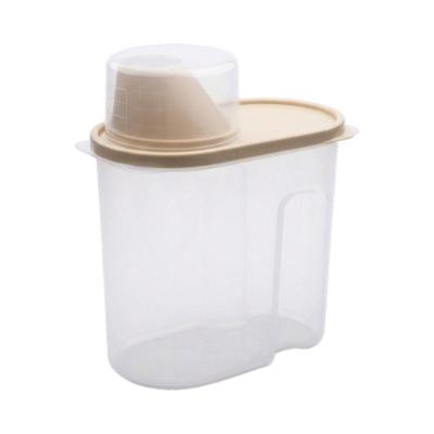 Pote de Armazenamento Multiuso 1,9L em Plástico Transparente para Grãos Ração e Líquidos Bege