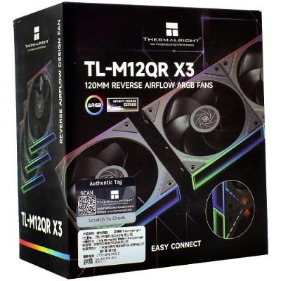 Cooler para Gabinete TL-M12QR X3 Reverse Airflow ARGB Kit 3 Unidades Preto Thermal Right