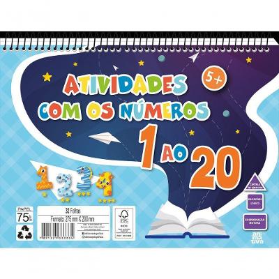 Caderno de Atividades com Números 32 Folhas Infantil com Adesivos