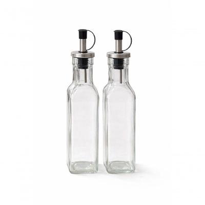 Conjunto Porta Azeite e Vinagre Quadrado Vidro 250ML Cozinha Transparente Fratelli