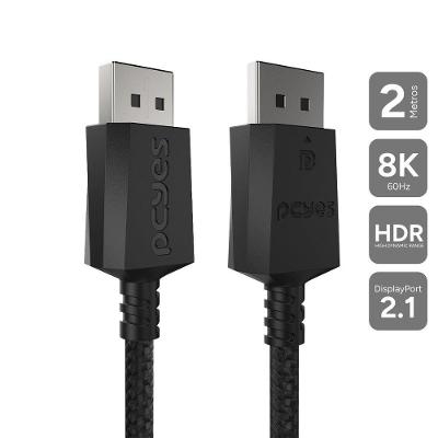 Cabo Displayport 2.1 Pdpn2-2 2m em Nylon para Vídeo e Áudio Digital Pcyes